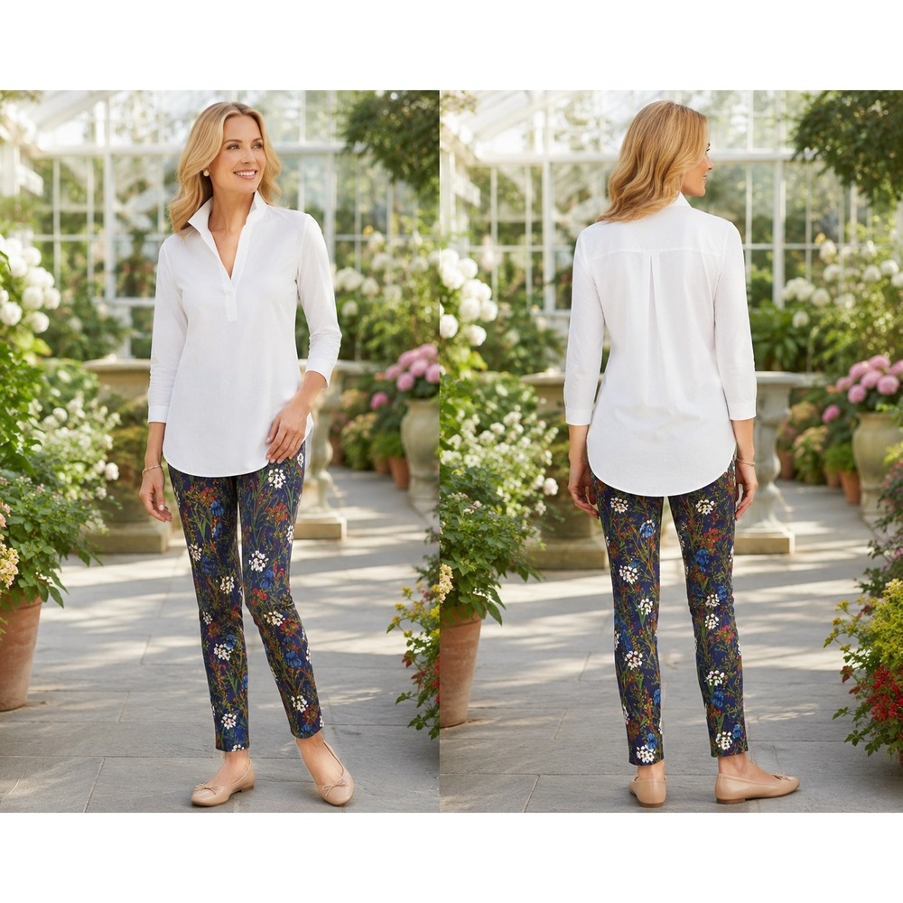 J.M.Laughlin Cottagecore Masie Floral Blue Midnight Botanical Stretch Pants 12